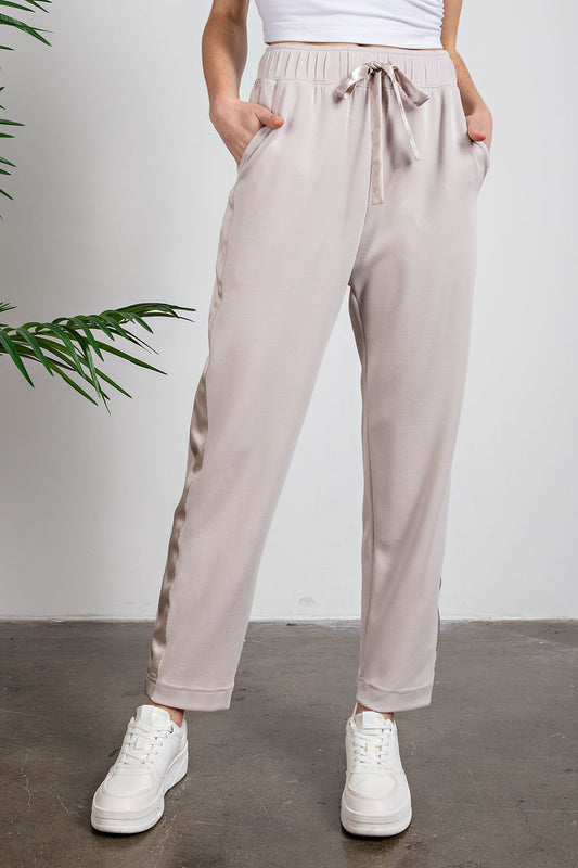 Modal Scuba Jogger with Side Satin Detail – Luxe Soft Straight-Leg Pant