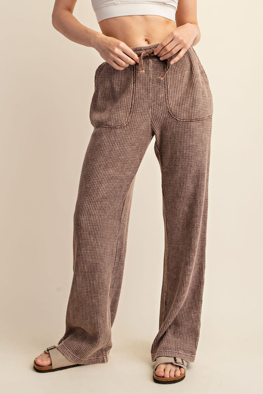 Mountain Mineral Washed Waffle Knit Sweatpants – Relaxed Straight-Leg Lounge Pant