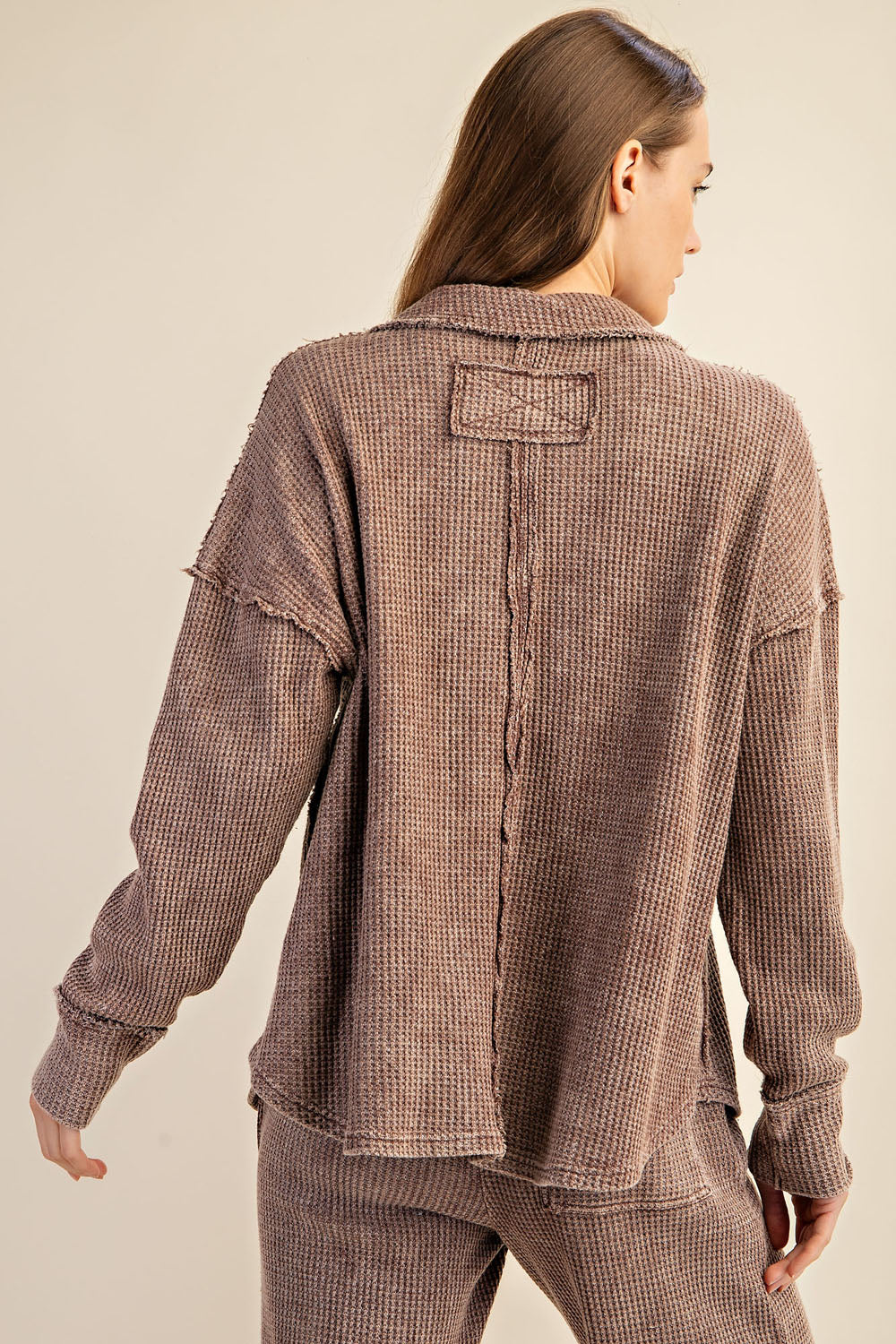 Lookout Mineral Washed Waffle Polo Sweatshirt – Textured Cotton Relaxed Fit