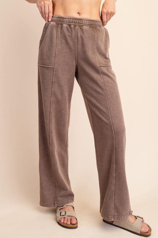Nash French Terry Relaxed Leg Sweatpants – Mineral Washed Mocha Lounge Pants