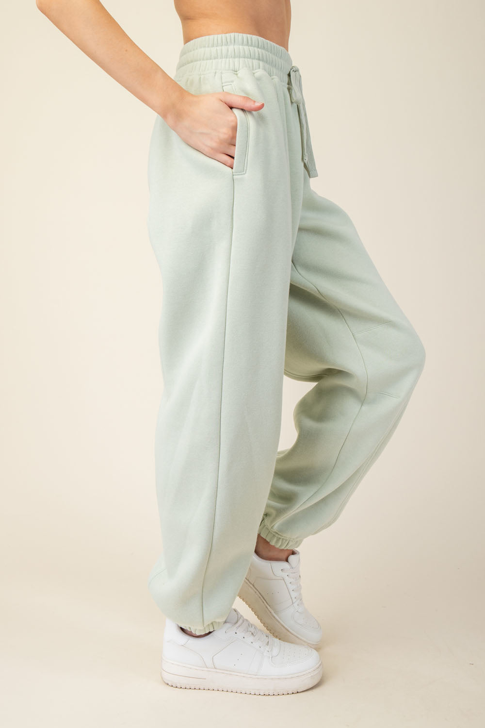 Hixson French Terry Fleece Jogger – Relaxed High-Rise Sweatpant in Eucalyptus