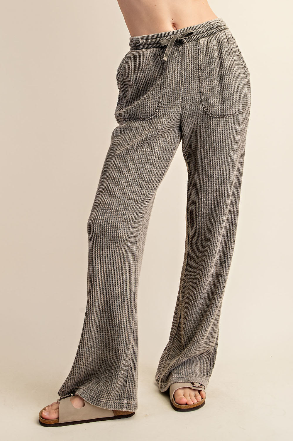 Mountain Mineral Washed Waffle Knit Sweatpants – Relaxed Straight-Leg Lounge Pant