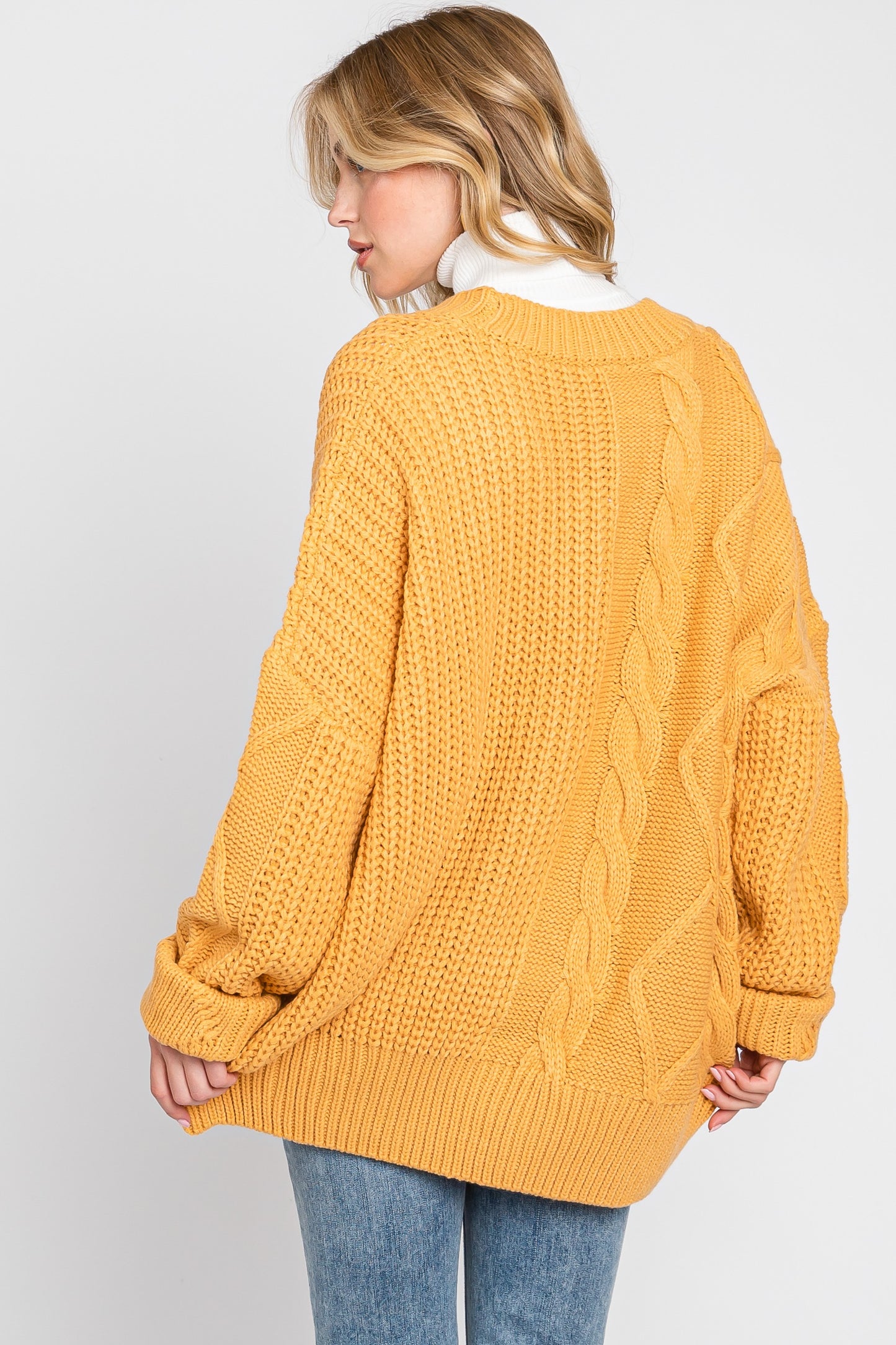 Sunflower Oversized Cable Knit Cardigan – Cozy Fall Must-Have