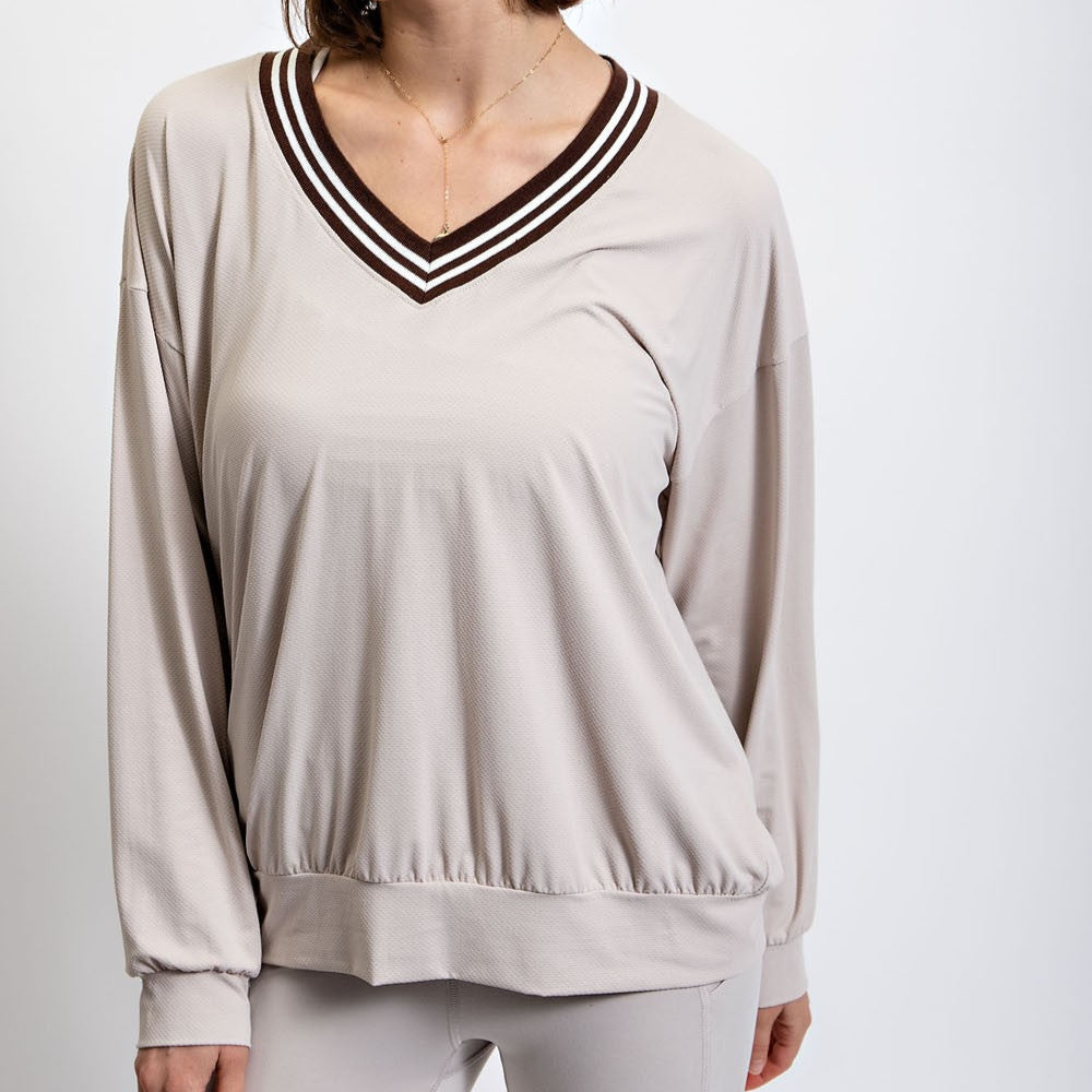 Molly Quick Dry V-Neck Pullover Sweatshirt – Relaxed Fit