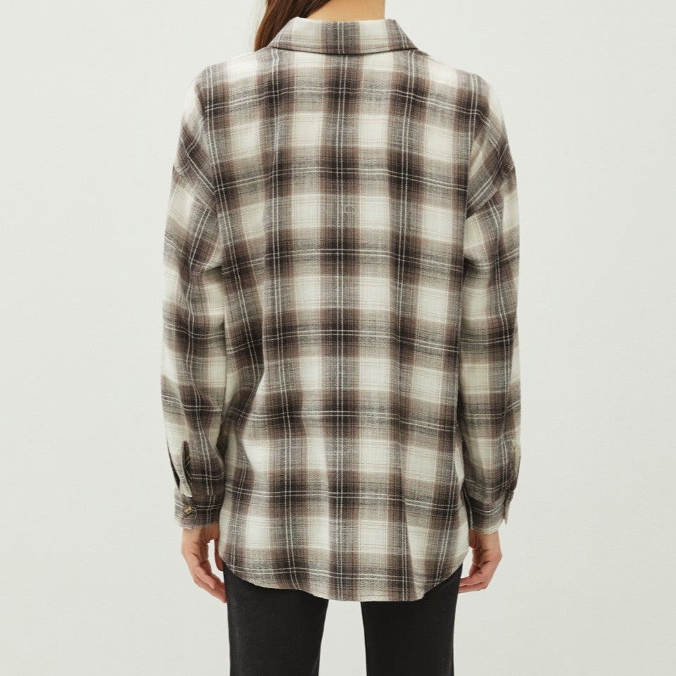 Breah Dark Shade Plaid Flannel – Oversized Ultra-Soft Button Down