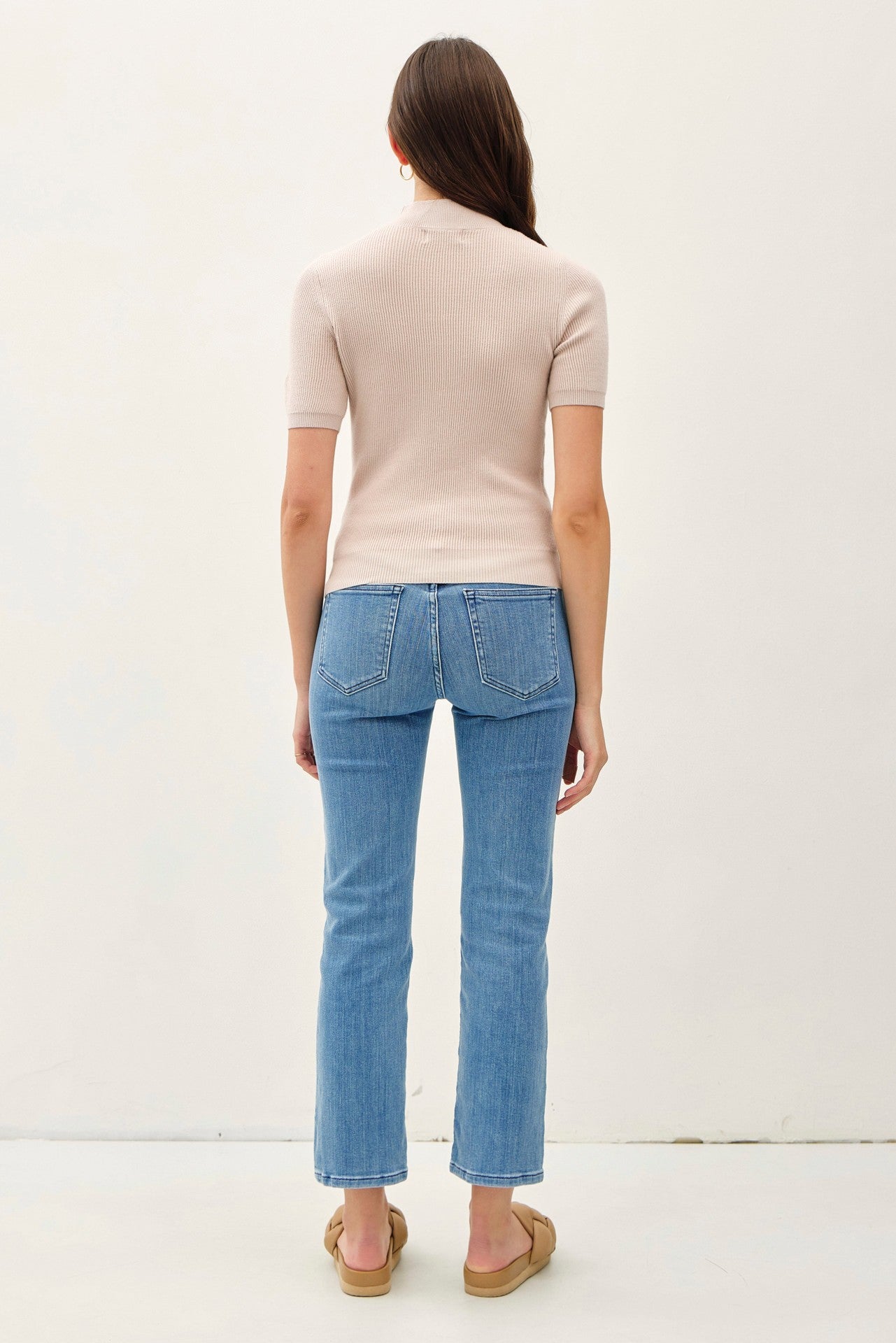 Whisper Mock Neck Short Sleeve Ribbed Knit Sweater | Chic Layering Essential