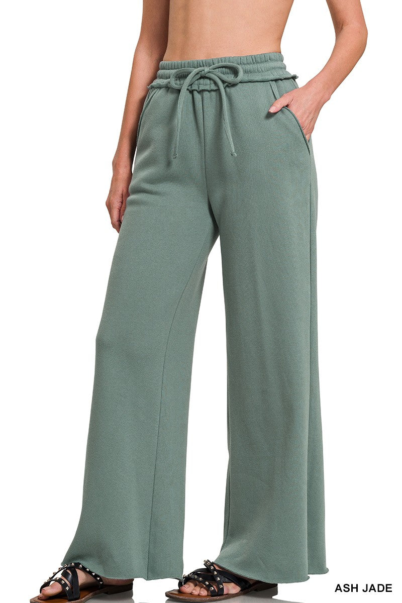 Evelyn wide leg sweatpants with exposed seam detail in soft fabric