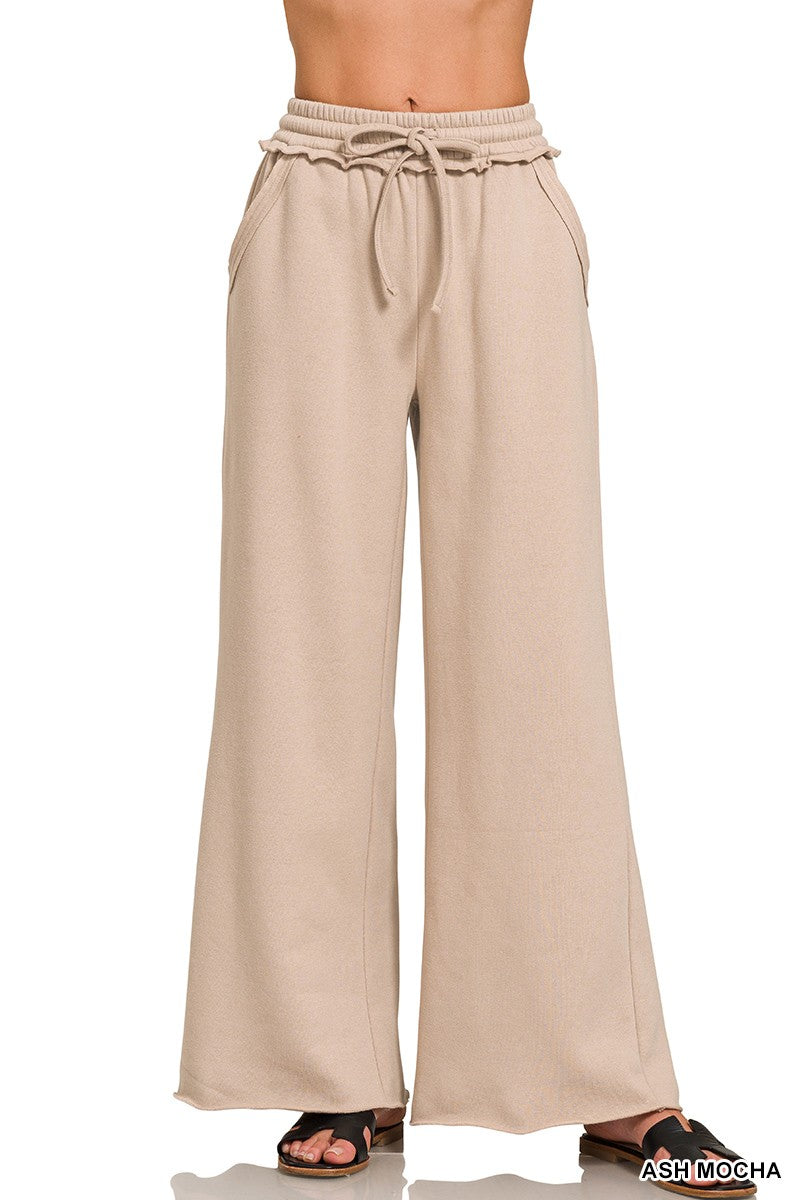 Evelyn wide leg sweatpants with exposed seam detail in soft fabric