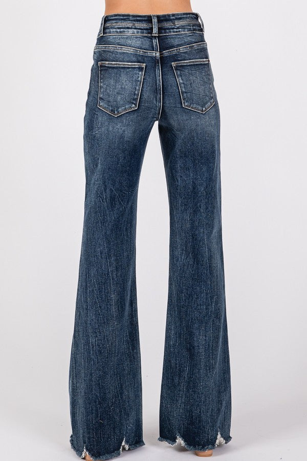 Penelope High Rise Frayed Hem Wide Leg