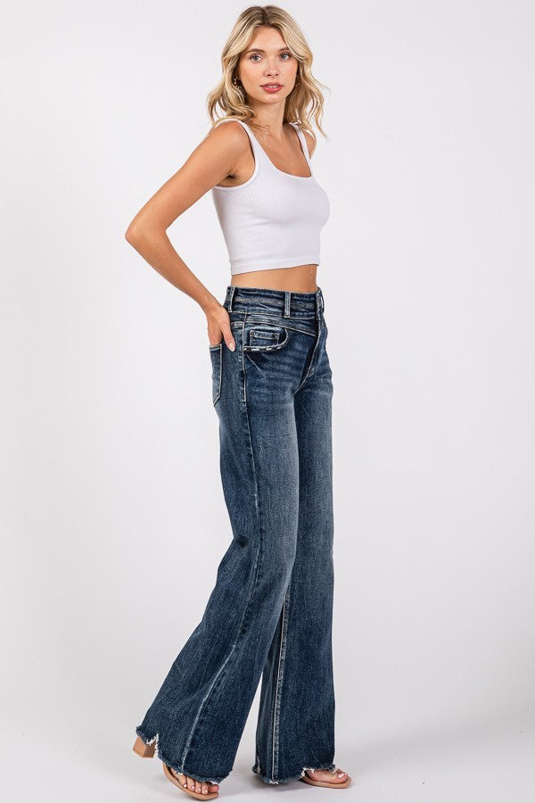 Penelope High Rise Frayed Hem Wide Leg