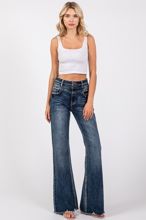 Penelope High Rise Frayed Hem Wide Leg