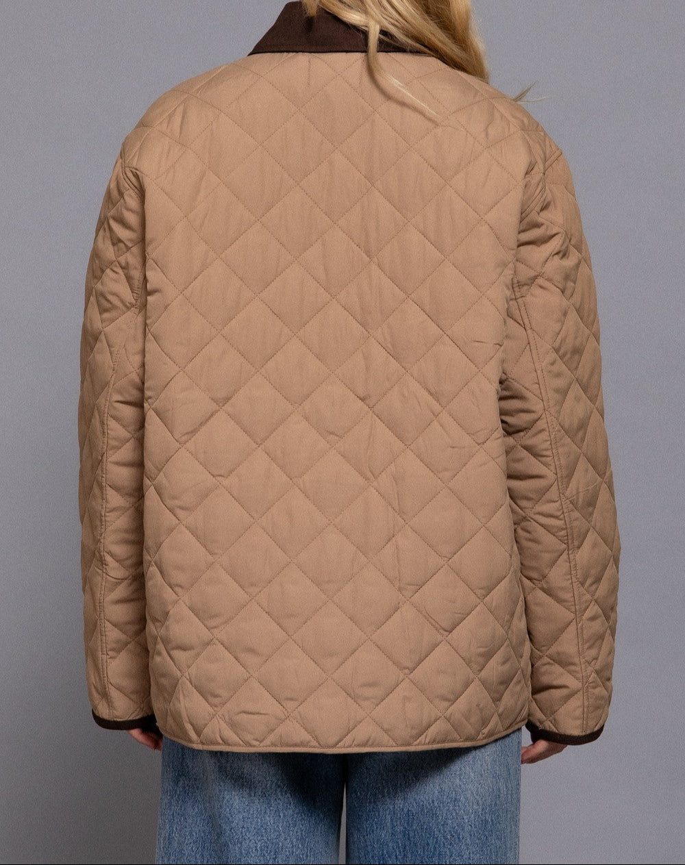 Annika Quilted Work Jacket with Contrast Collar – Fall Layering Essential