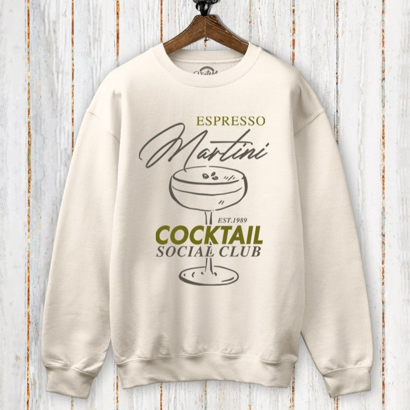 Espresso Martini Social Club sweatshirt in Comfort Colors fabric, oversized crewneck with graphic print