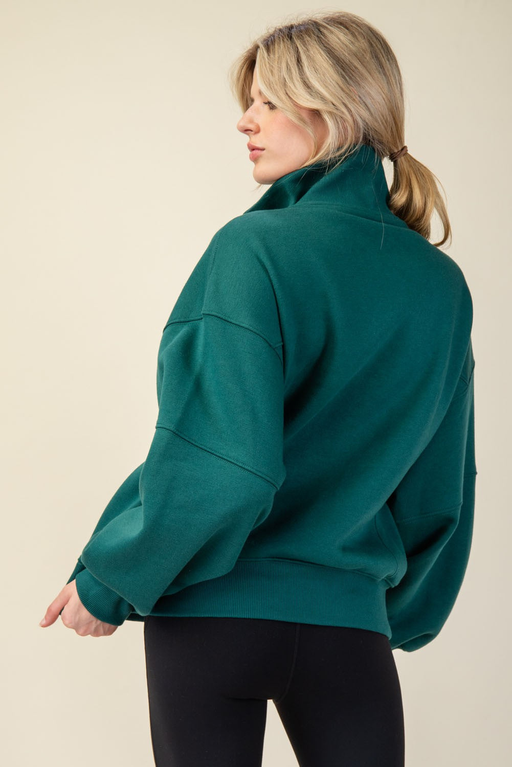 Noor French Terry Quarter Zip Pullover – Oversized Casual Sweatshirt