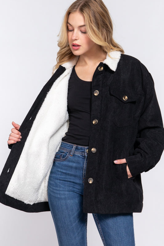 Avilla Corduroy Jacket with Fur Lining β Cozy Fall & Winter Layering Piece