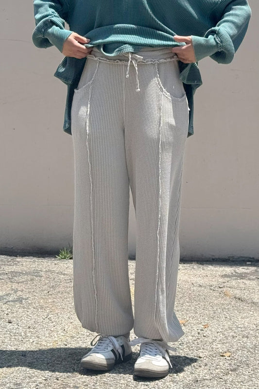 Rexa Mineral Washed Waffle Cocoon Pants – Relaxed Fit Jogger Style