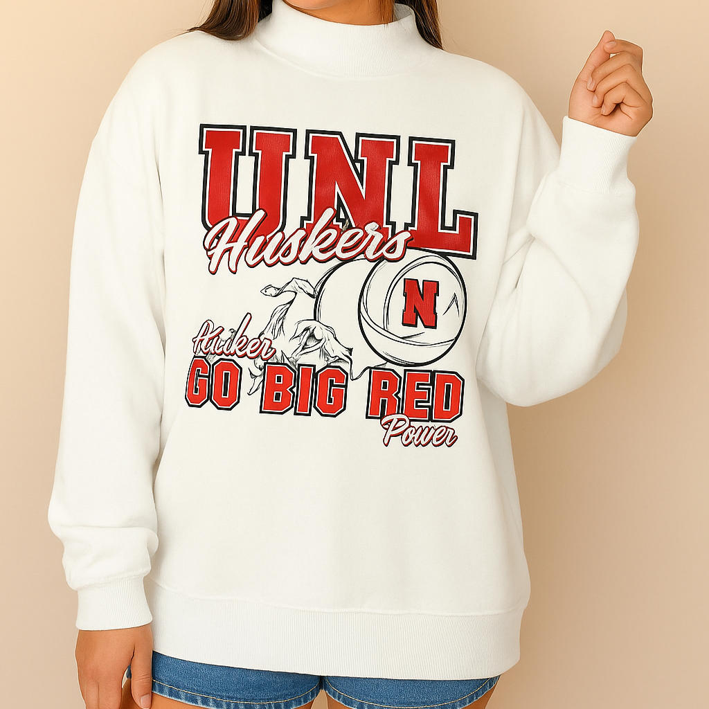 University of Nebraska Volleyball Mockneck Sweatshirt – Go Big Red by Gameday Social