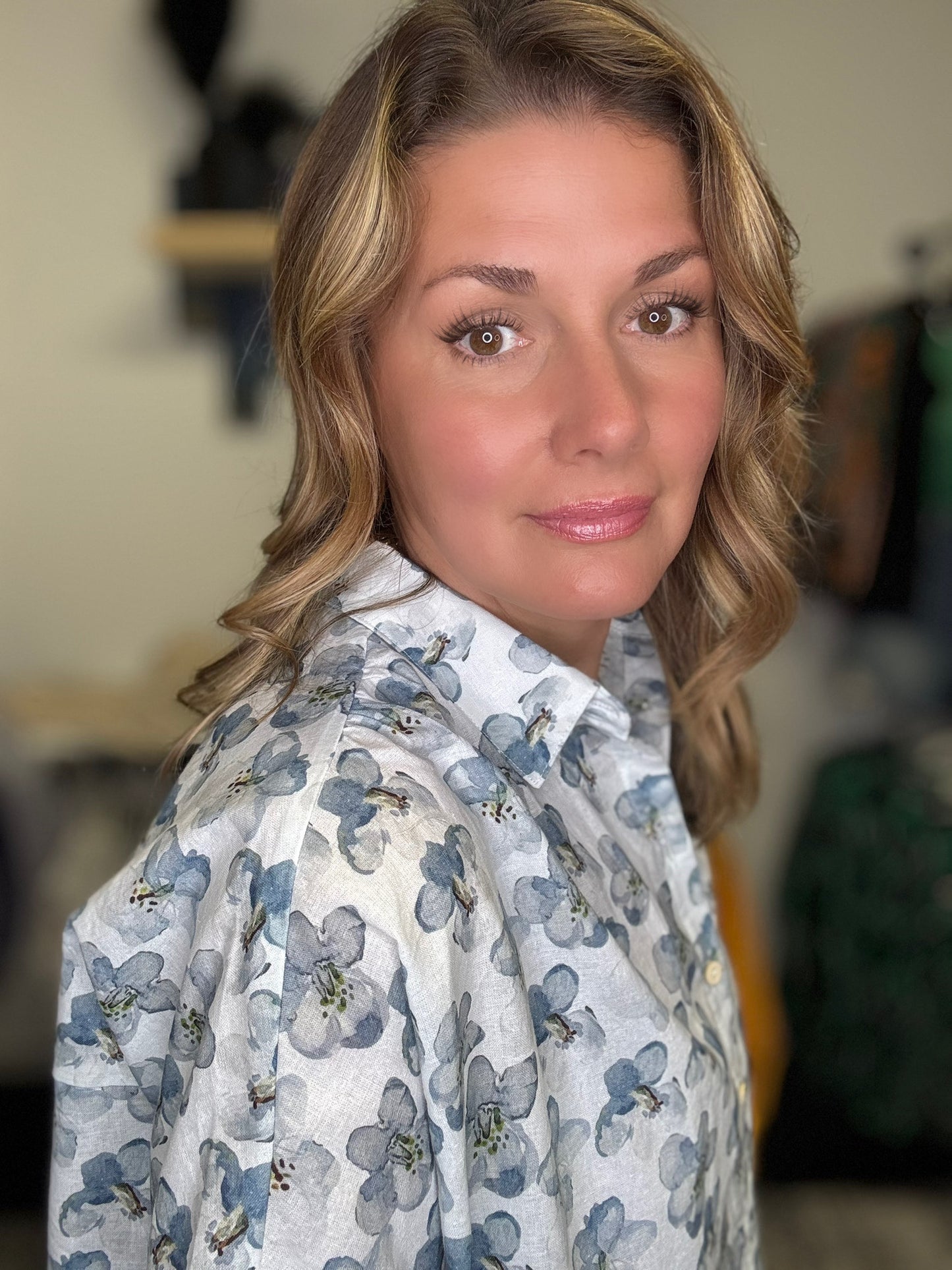 Ellowyn Floral Print Button Down Shirt