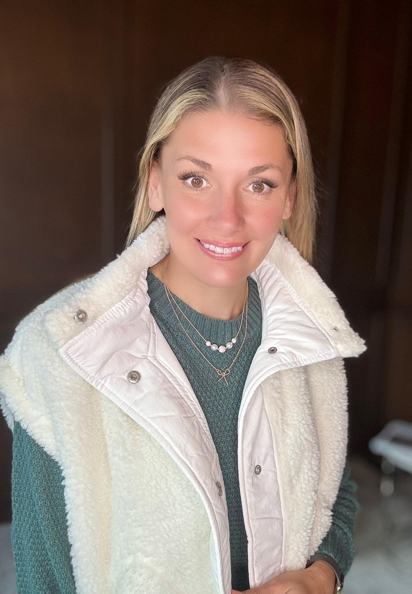Hayley Sherpa Vest w/Tie Details