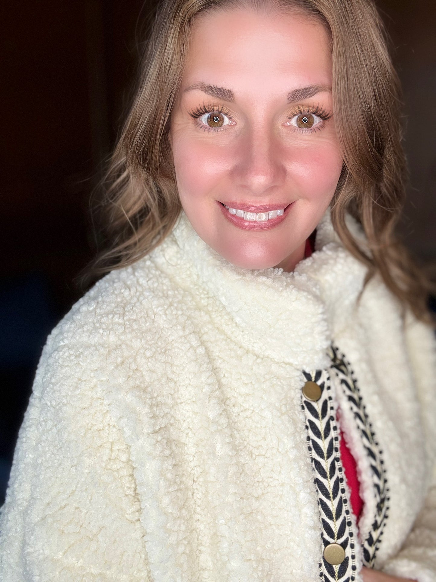 Chancie Teddy Jacket with Tape Trim Detail – Ivory Cozy Statement Layer
