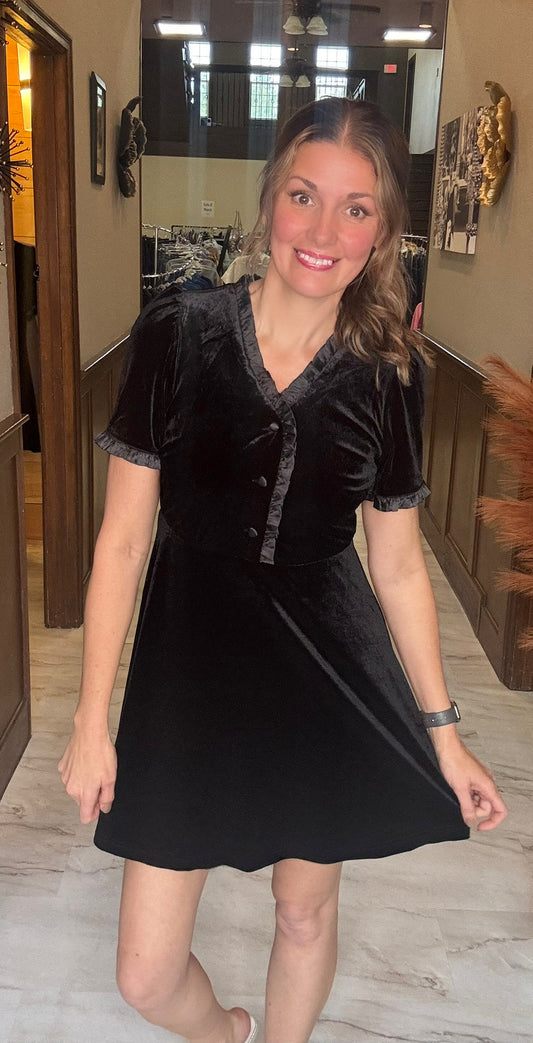 Noelle Holiday Velvet Ruffled Mini Dress – Luxe Festive Party Dress