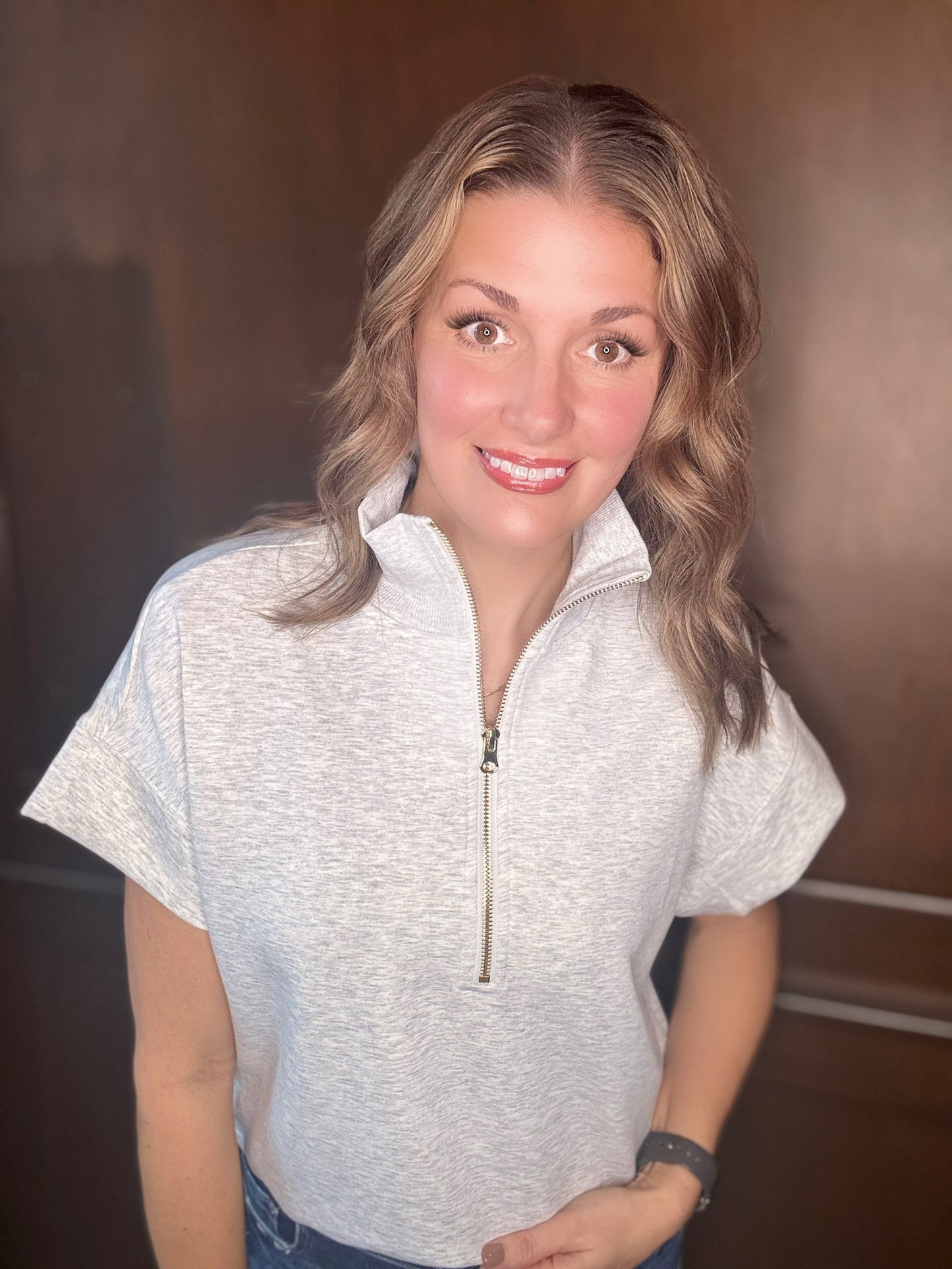 Goldie Scuba High Neck Half Zip Pullover – Short Sleeve