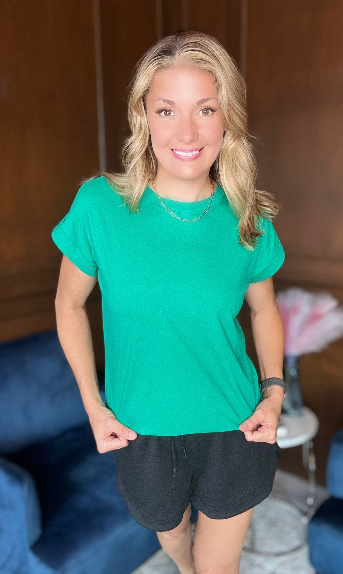 Dee folded sleeve cotton tee in relaxed fit