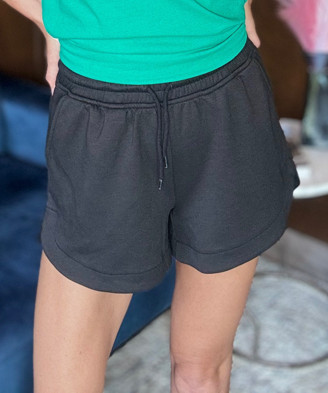 Super Soft Scuba Lounge Shorts with drawstring waistband and pockets