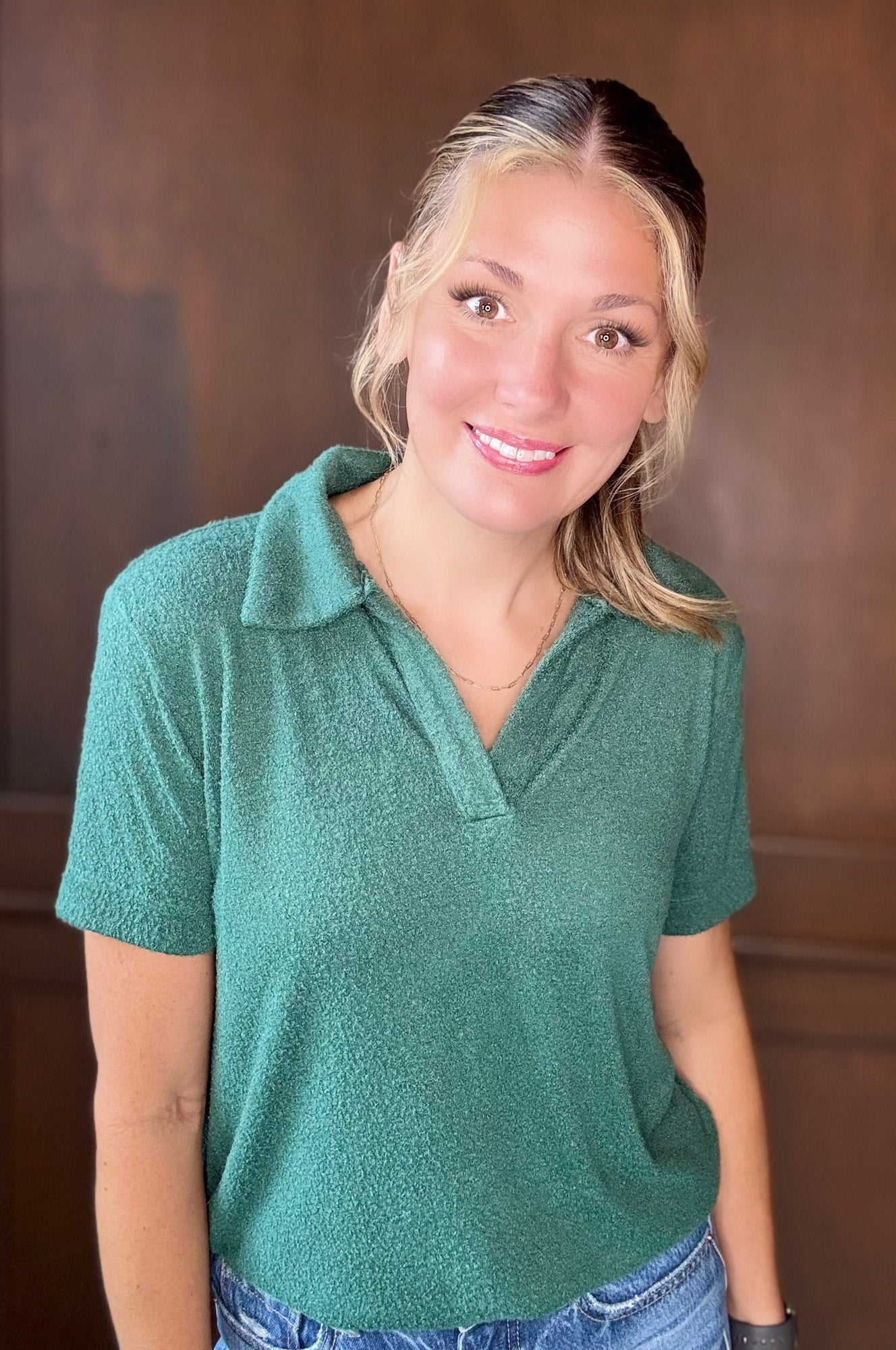 Hattie Collar Top – Soft Relaxed Fit Short Sleeve