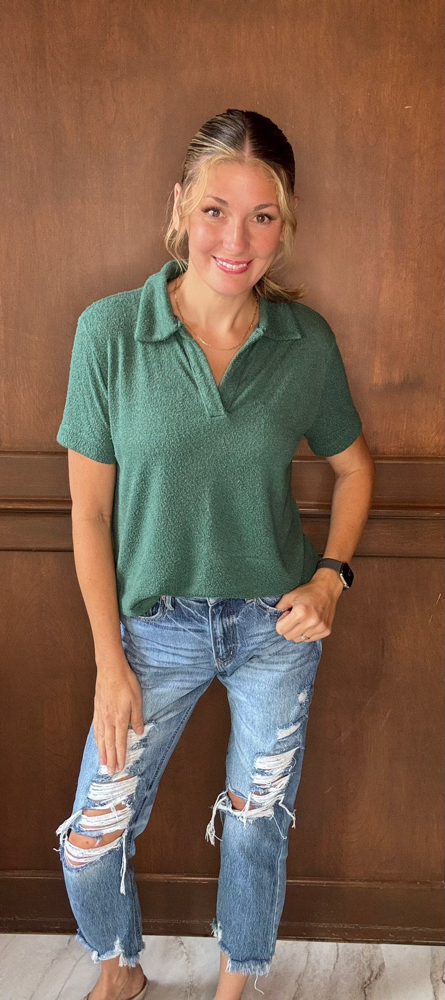 Hattie Collar Top – Soft Relaxed Fit Short Sleeve