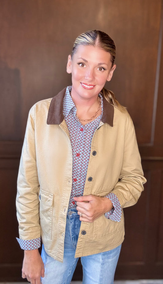 Asher Cotton Twill Work Jacket with Corduroy Collar