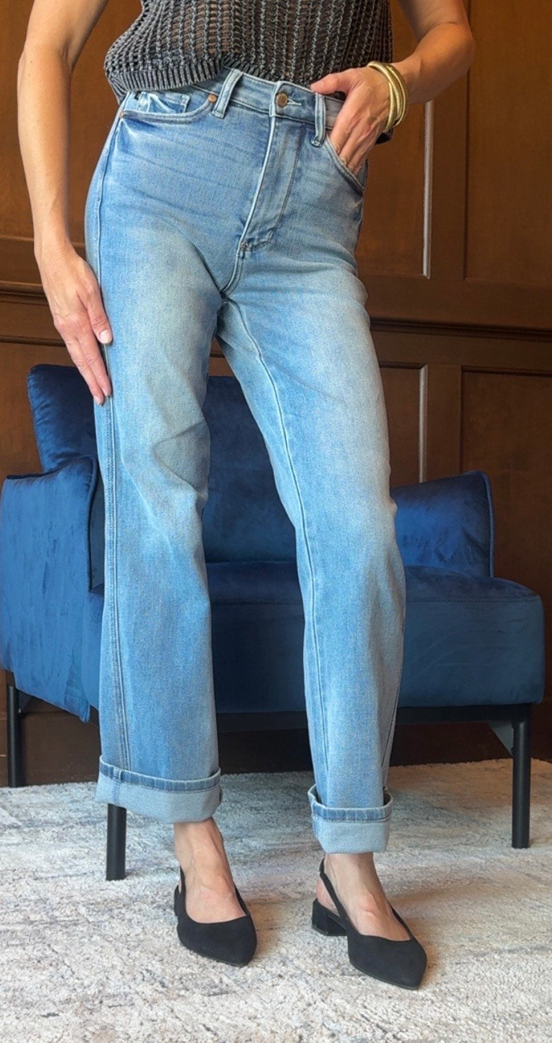 Judy Blue Tummy Control Straight Jeans – High Rise, No Distressing, Classic Straight Fit