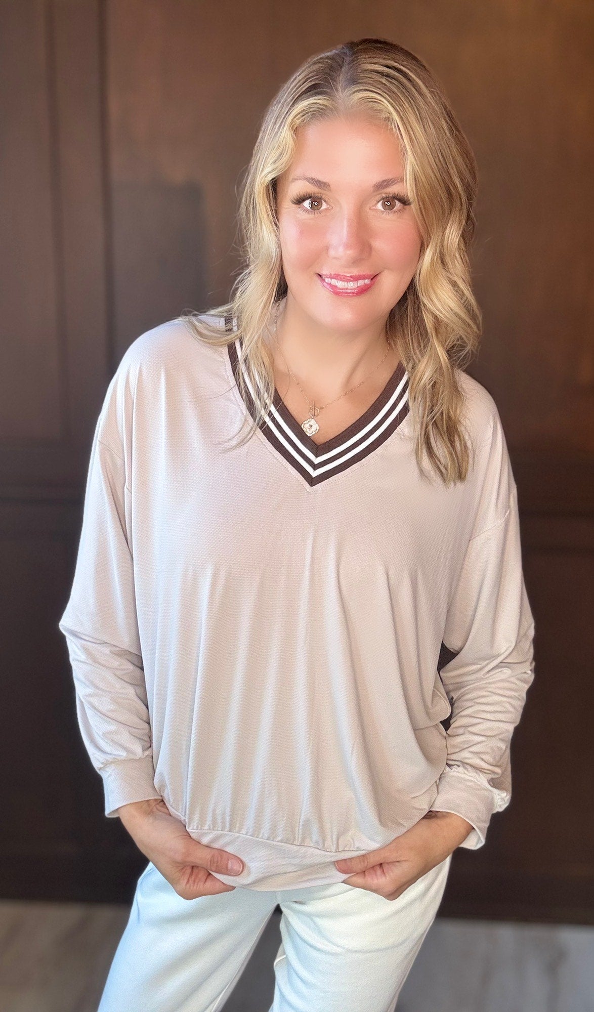 Molly Quick Dry V-Neck Pullover Sweatshirt – Relaxed Fit