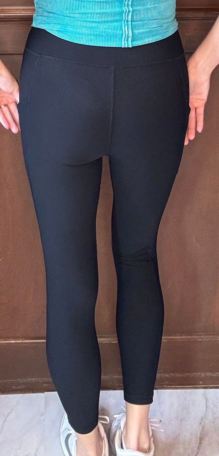 Rally Ribbed Yoga Leggings Dupe – Full Length with Pockets
