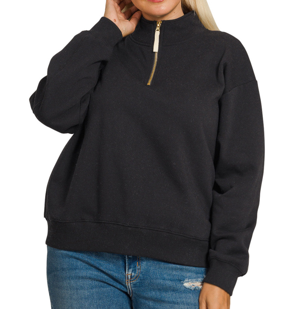 Kerensa Half Zip Fleece Sweatshirt – Cozy Everyday Essential Plus Size