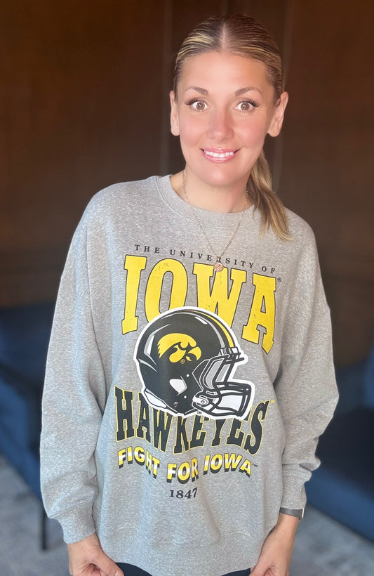 Gameday Social University of Iowa Fight for Iowa Crewneck Sweatshirt – Oversized Game Day Pullover