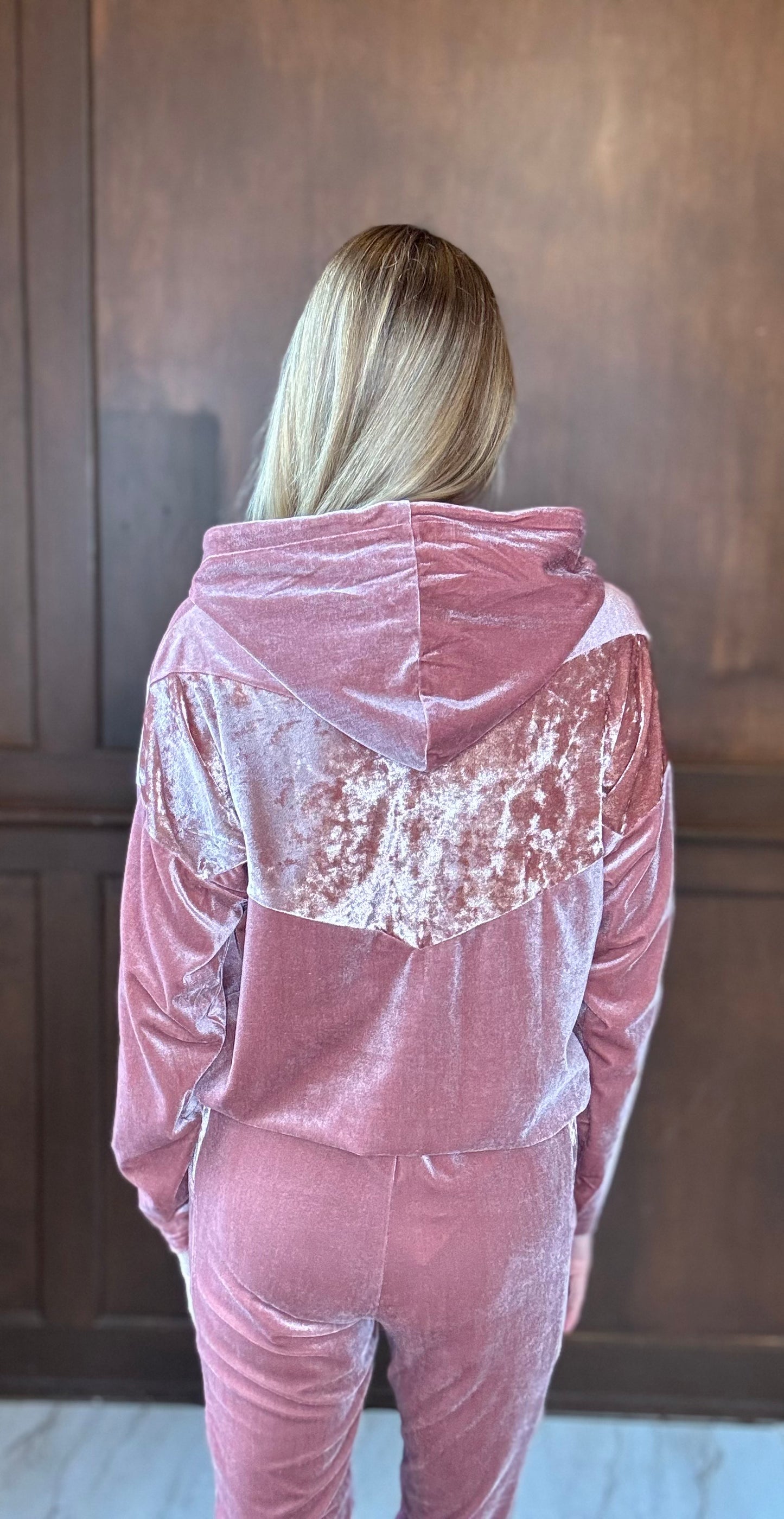 Bryce Rose Gold Velour Luxe Hoodie & Jogger Set