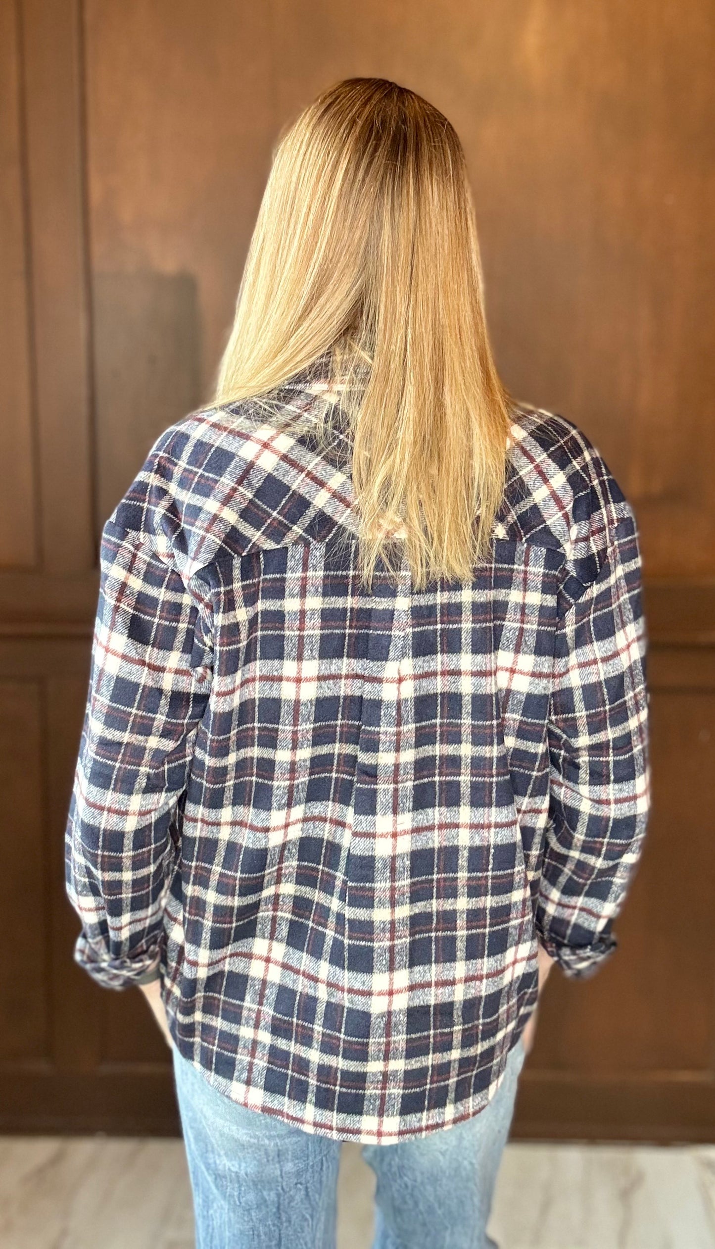 Allison Suede Pocket Plaid Shacket – Budget-Friendly Fall Layering Piece