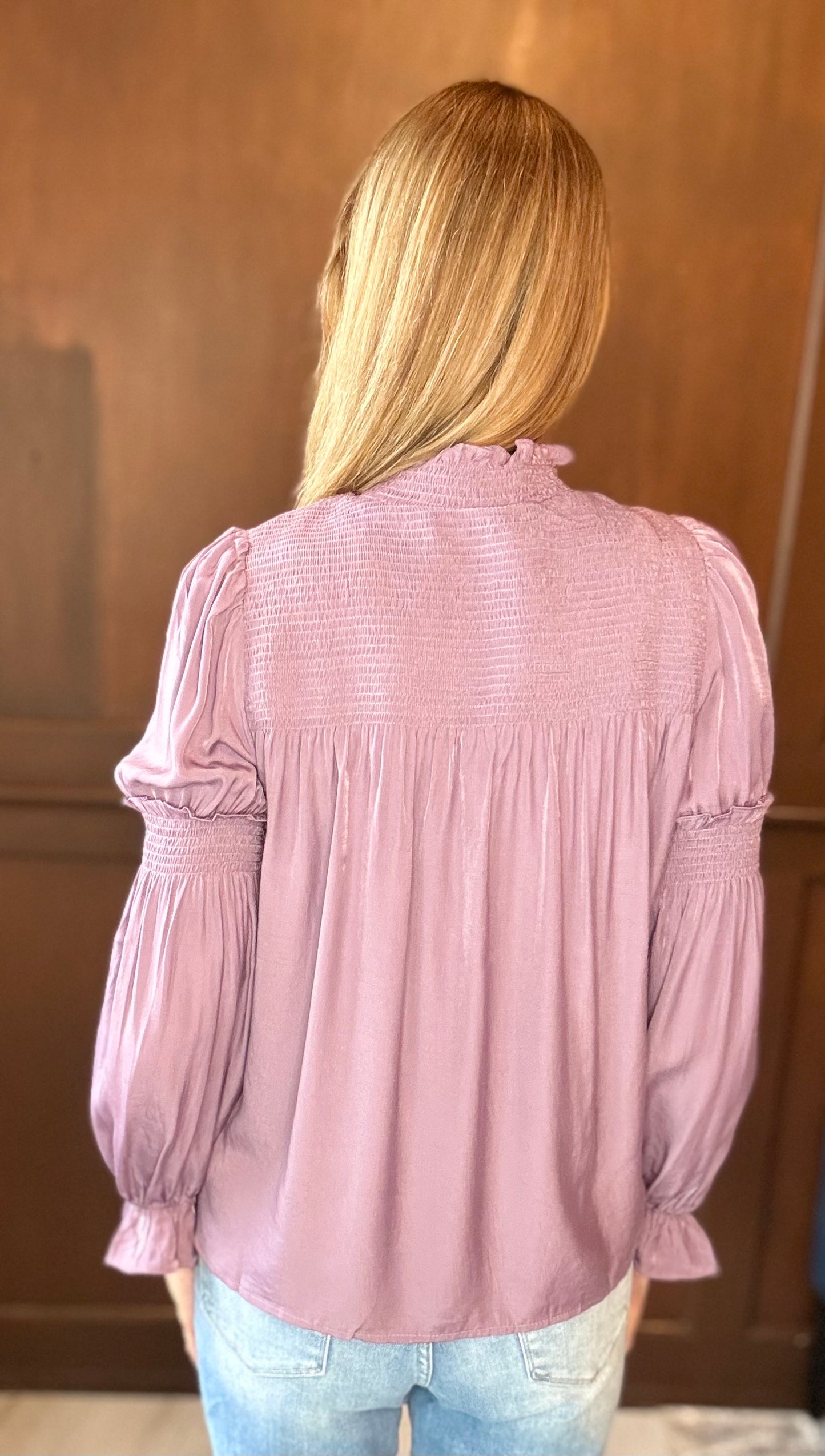 Barrett Lavender Chiffon Long Sleeve Blouse