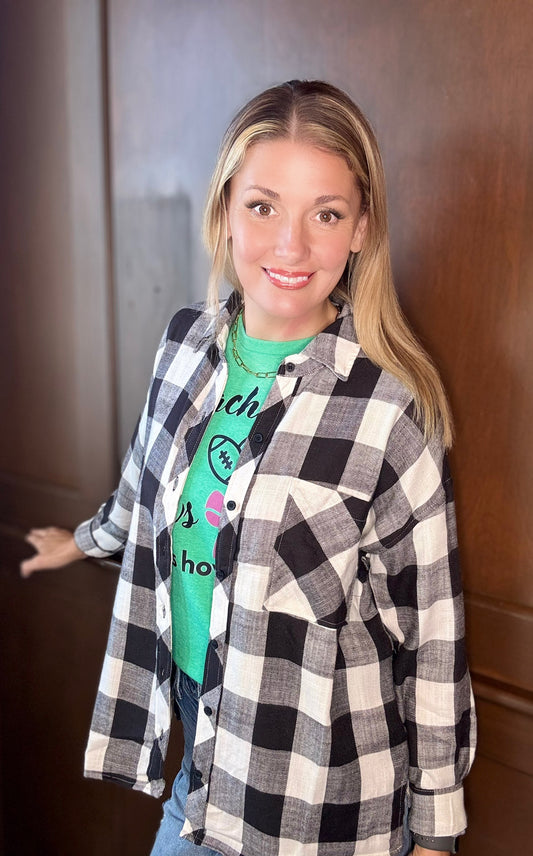 Balynda Soft Buffalo Check Flannel Shirt – Oversized Plaid Button Down