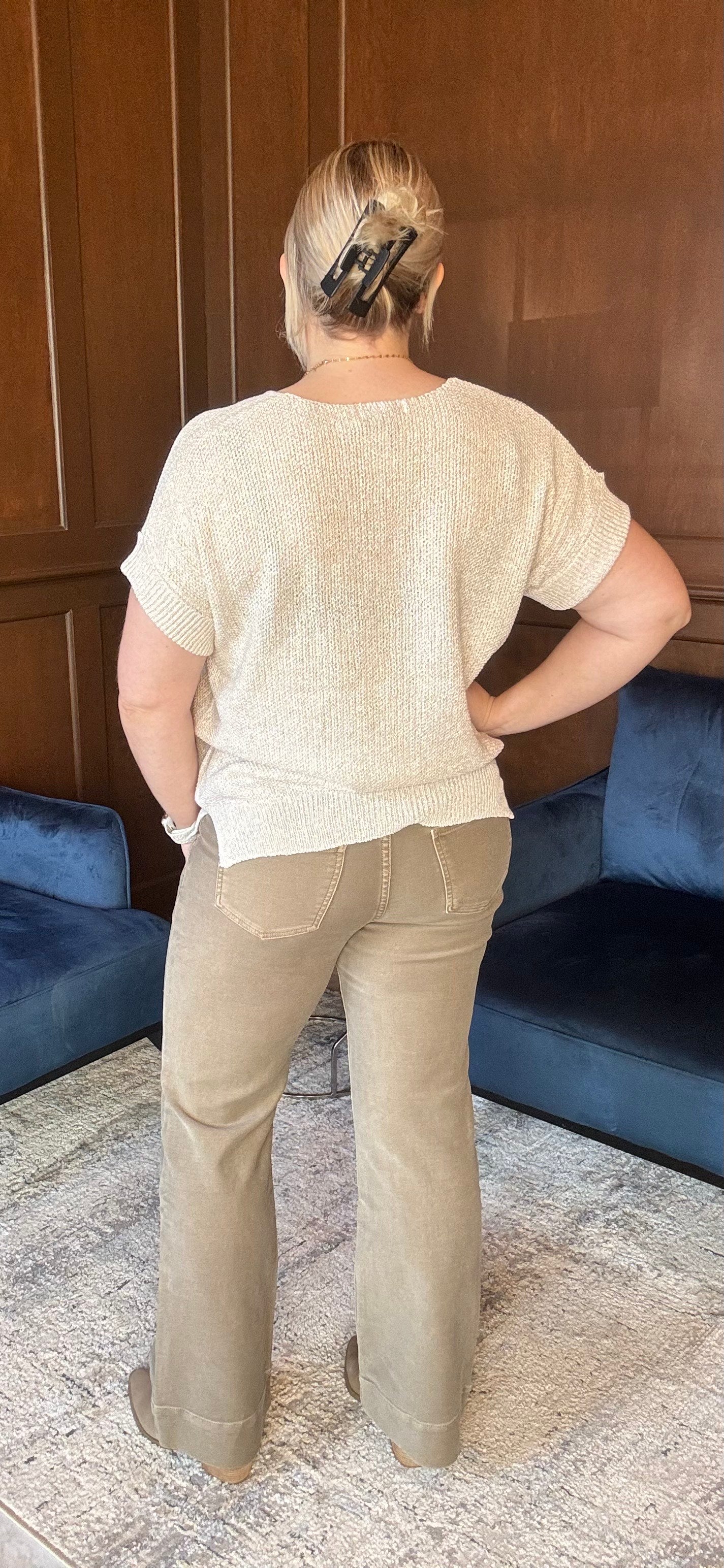 Aurelia Tummy Control High Rise Flare Pants – Brown Wash Denim