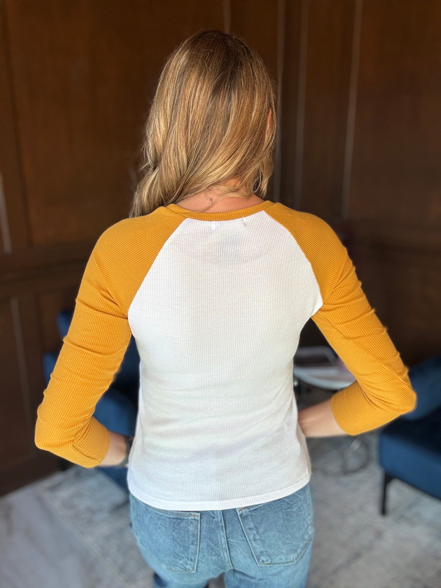 Alicia Color Block Raglan Long Sleeve Thermal Tee
