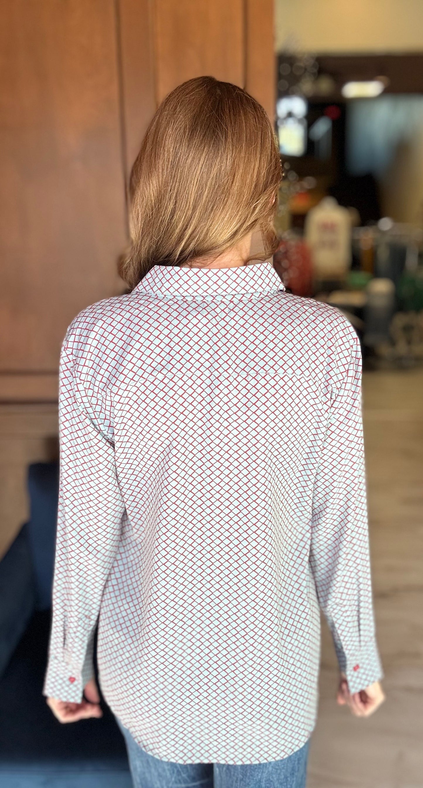 Byryn Honeycomb Printed Crepe Button Down Shirt