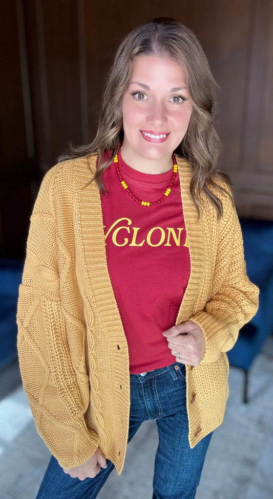 Sunflower Oversized Cable Knit Cardigan – Cozy Fall Must-Have