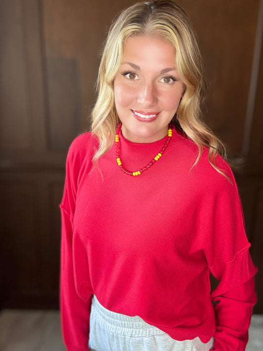 Claudette Mock Neck Drop Sleeve Sweater – Cozy Lightweight Pullover