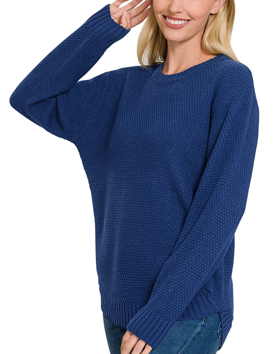 Calista Round Neck Sweater – Midweight Classic Knit Pullover