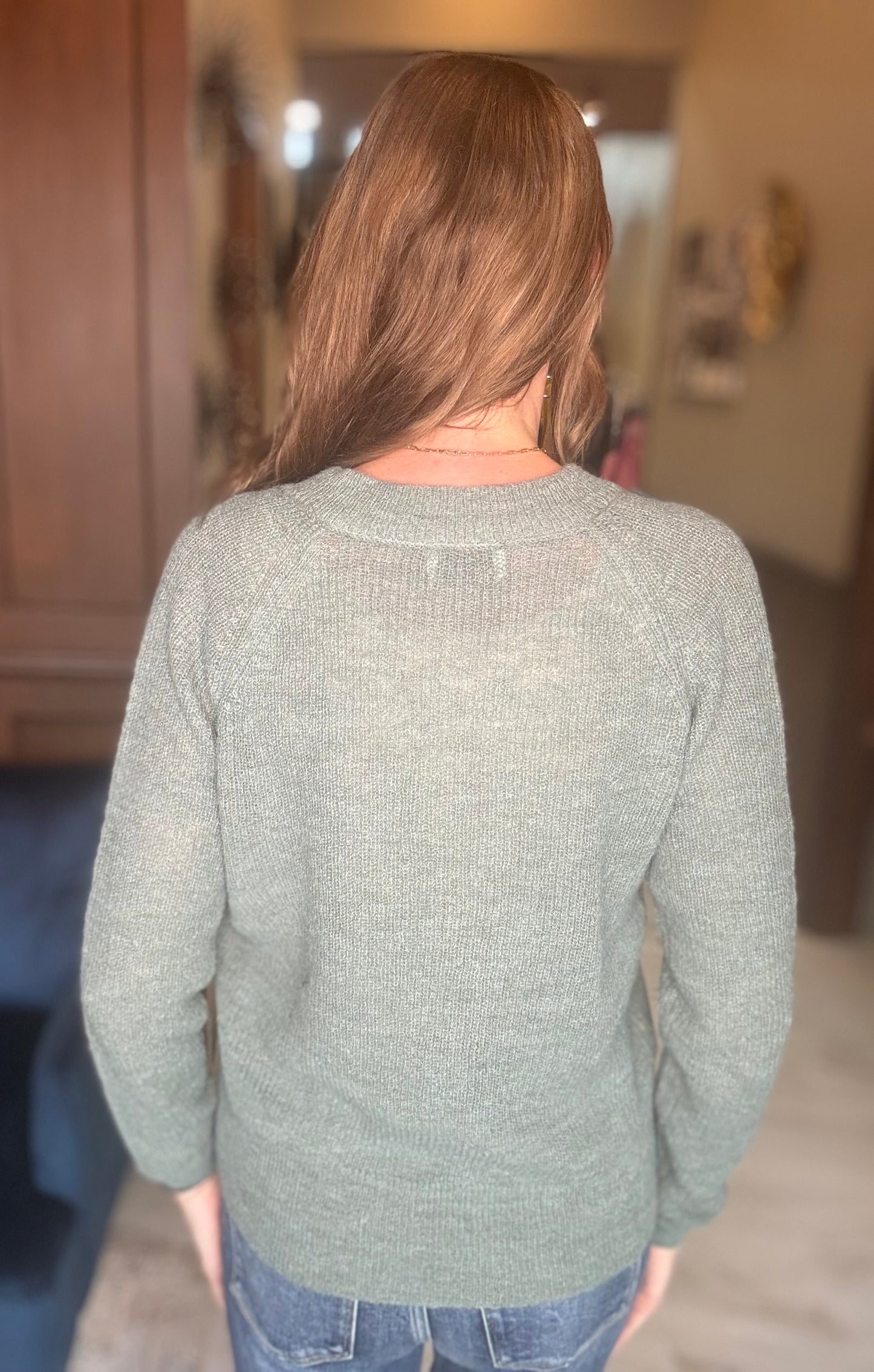 Happie Wool Blend Varsity Sweater | Classic V-Neck Raglan Knit Pullover