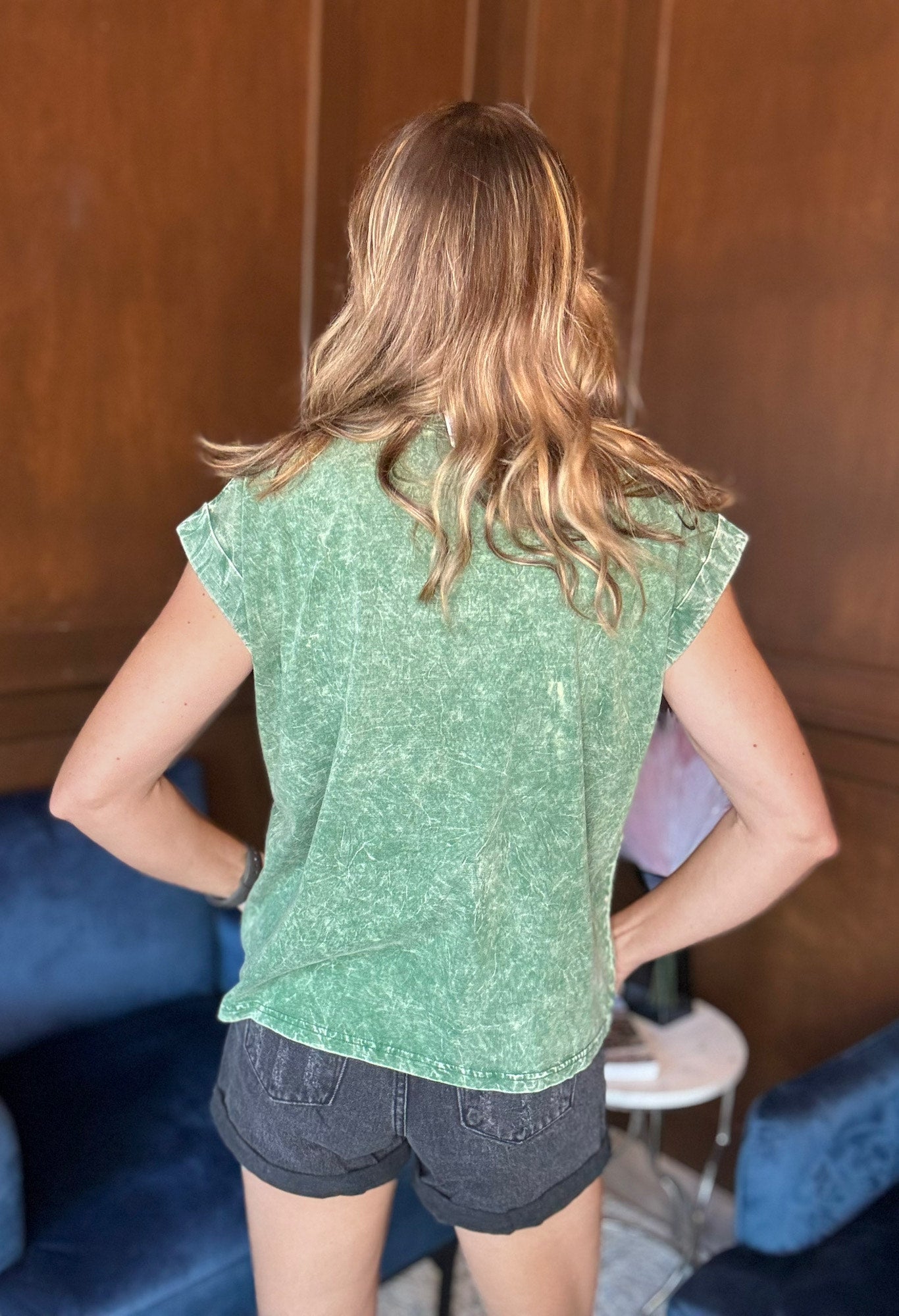 Simona Acid Wash Crinkle Short Sleeve Tee