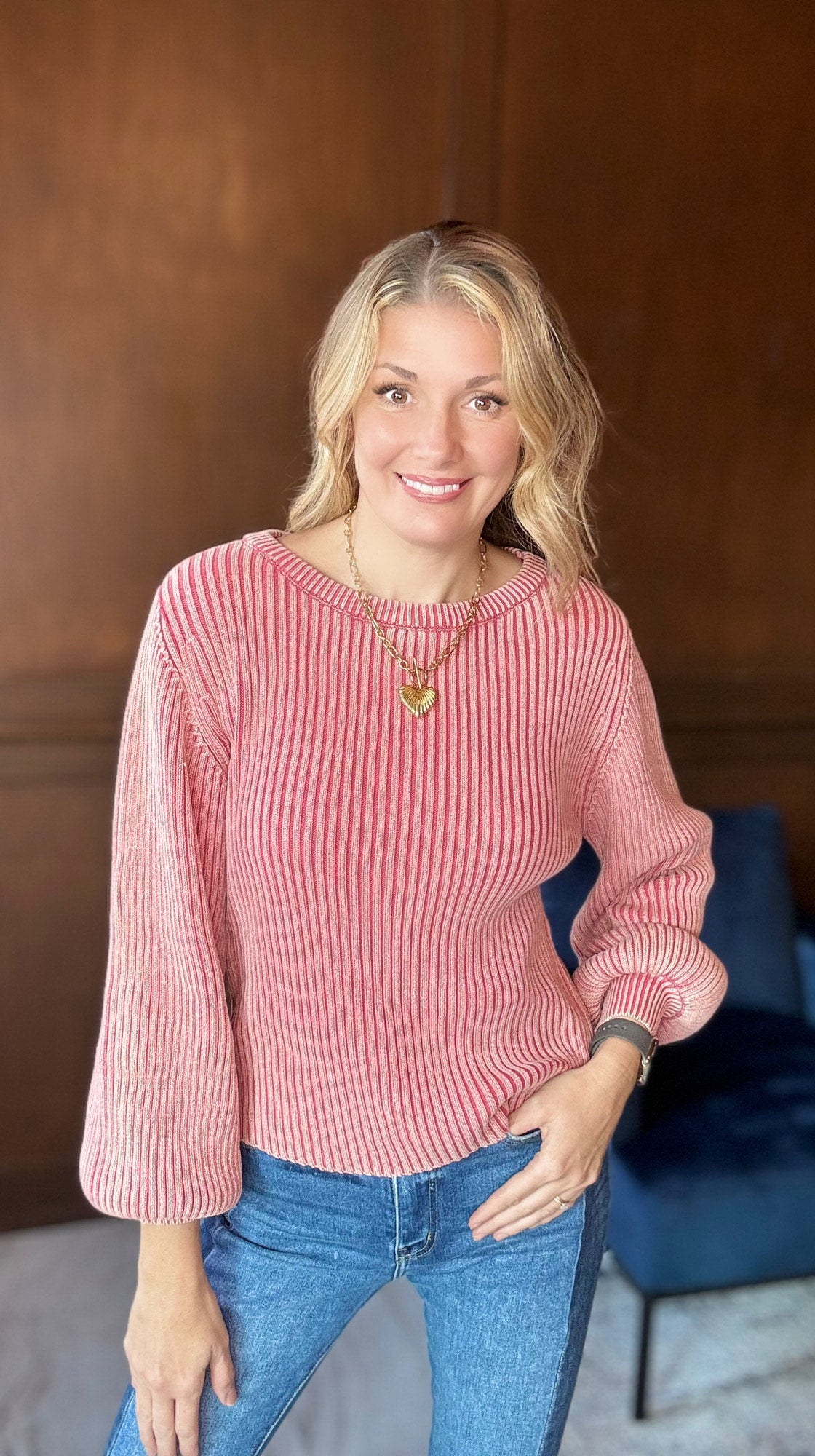 Bentley Bubble Sleeve Cotton Sweater