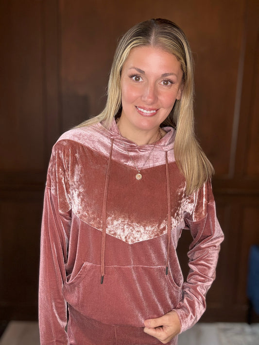 Bryce Rose Gold Velour Luxe Hoodie & Jogger Set